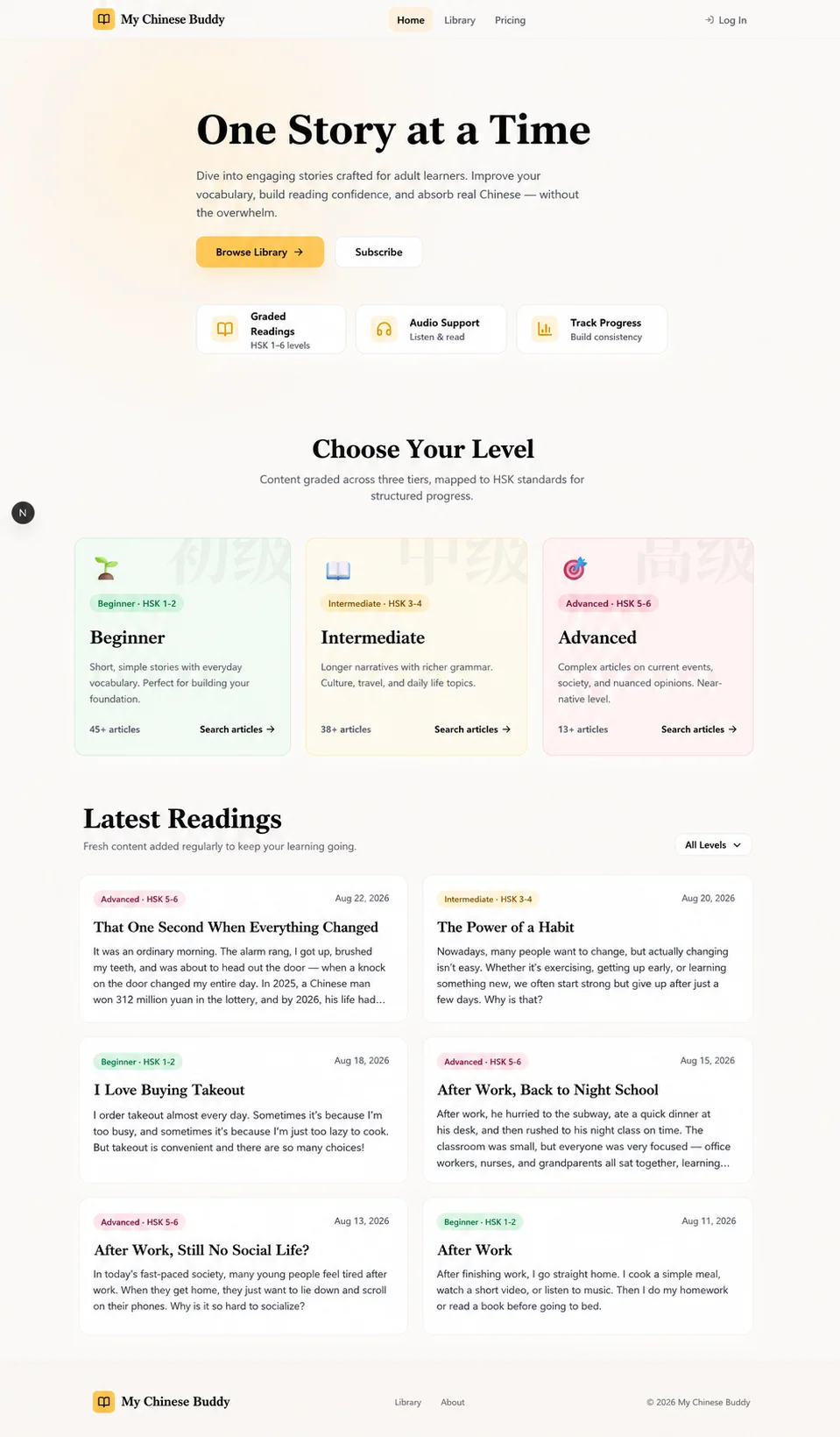 Learning-platform homepage