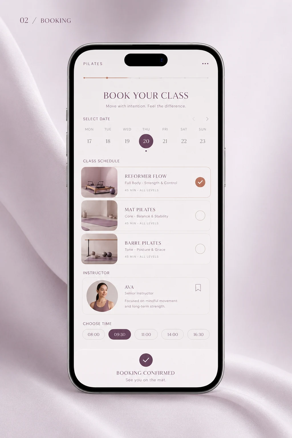 普拉提预约 App — 核心操作流程
