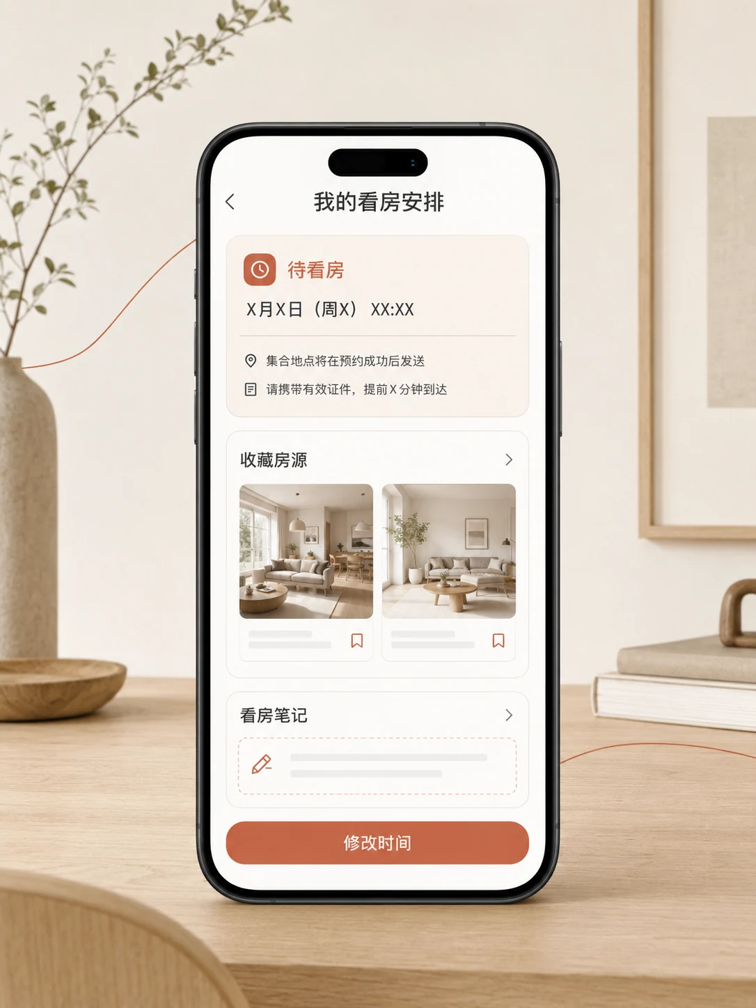租房看房预约小程序 — 功能页面与状态展示
