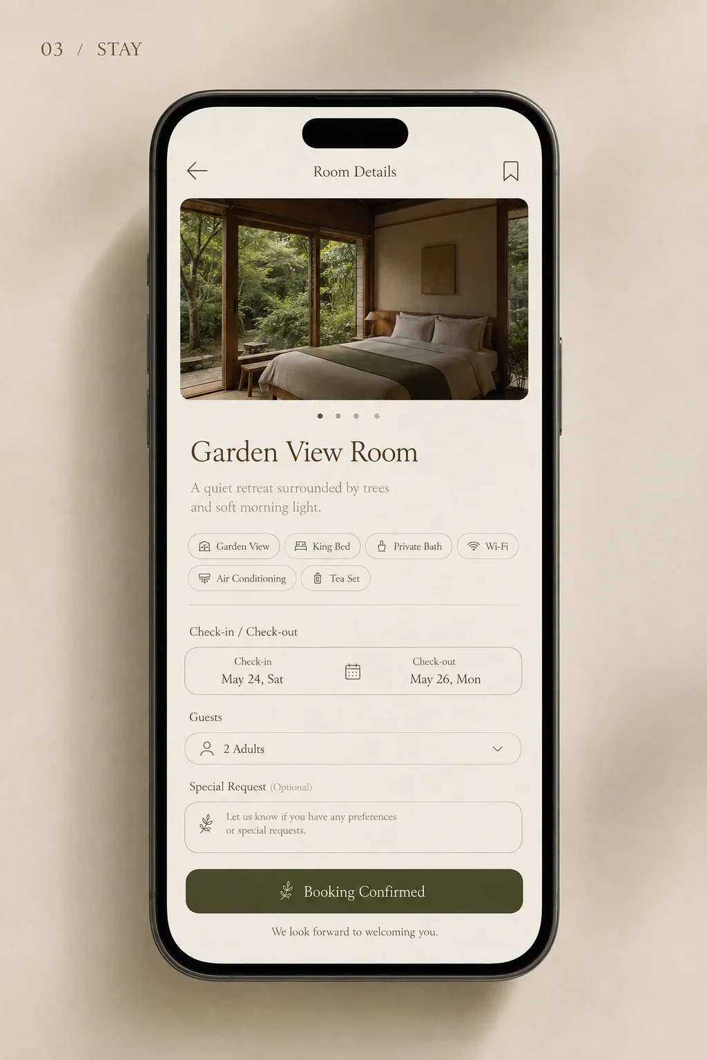 Homestay booking mini program — Core interaction flow