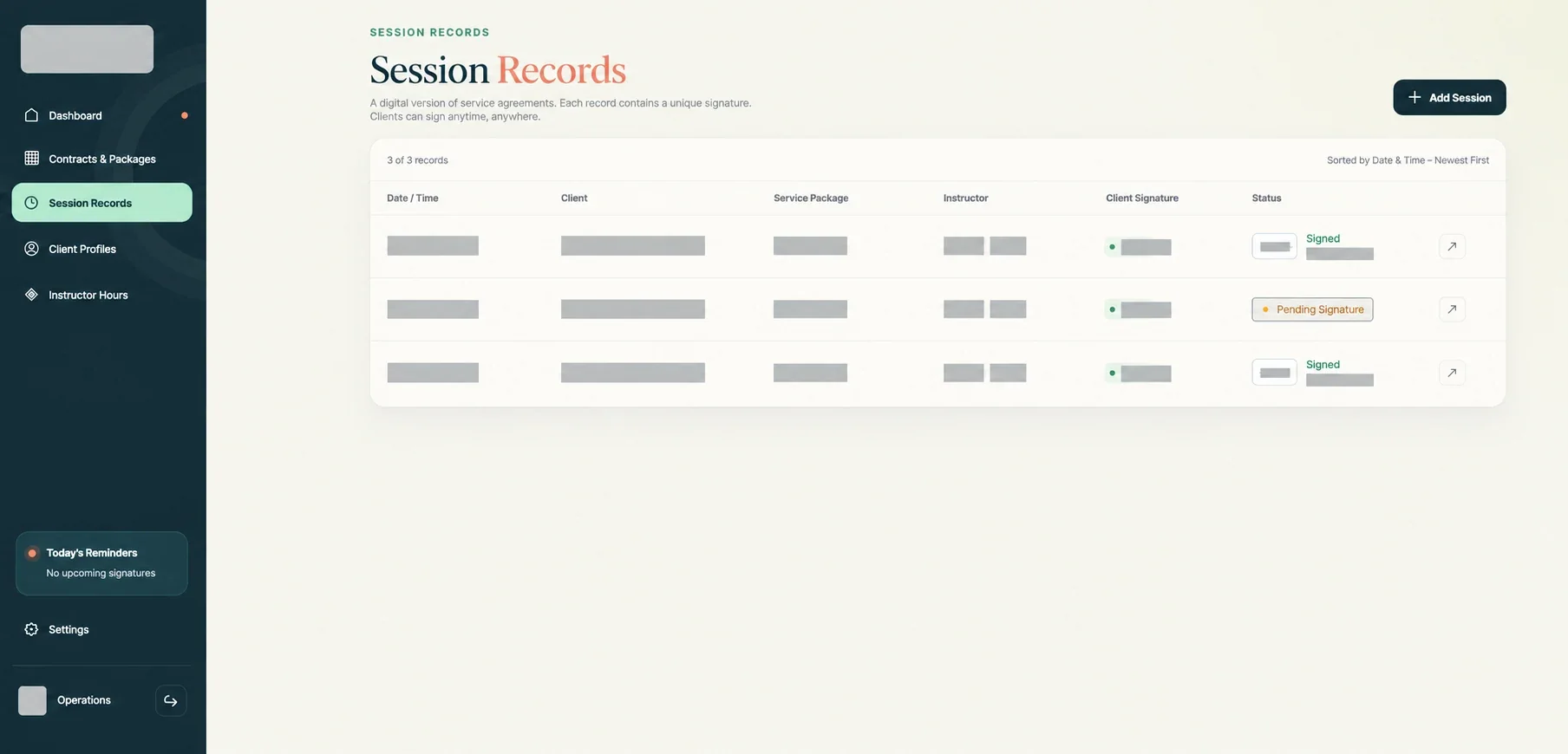 Class records and signature states